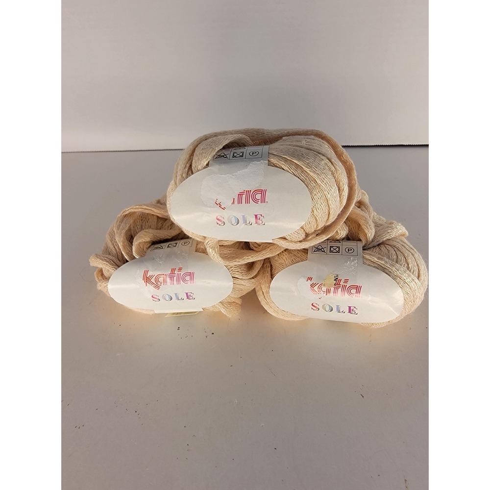 Katia Sole Yarn Lot of 3 Color 62 Dye Lot 35727 Discontinued Cotton Nylon Match - Picture 2 of 5